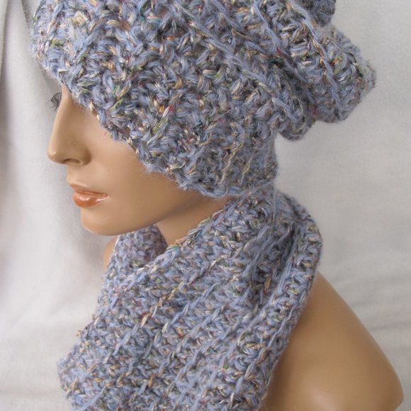New Handmade Chunky Slouch Hat and Infinity Scarf Set - Picture 2 of 9